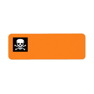 Schädel n Knochen schwarz orange Rücksendeetikette