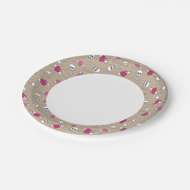 Schädel Pappteller (Schrägansicht)