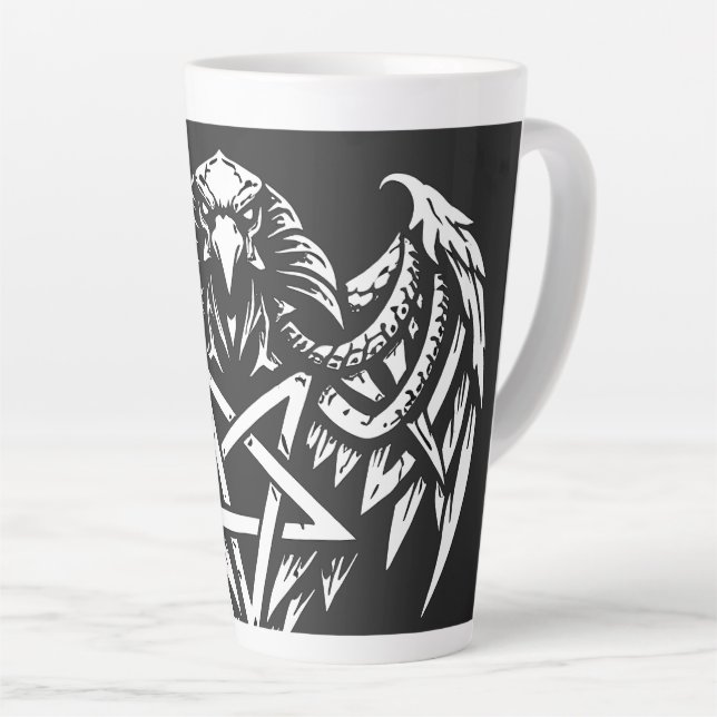 Schädel-Pentagramm-Tribal von BurnsInhell Milchtasse (Rechte Ecke)