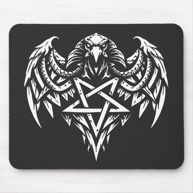 Schädel-Pentagramm-Tribal von BurnsInhell Mousepad (Vorne)