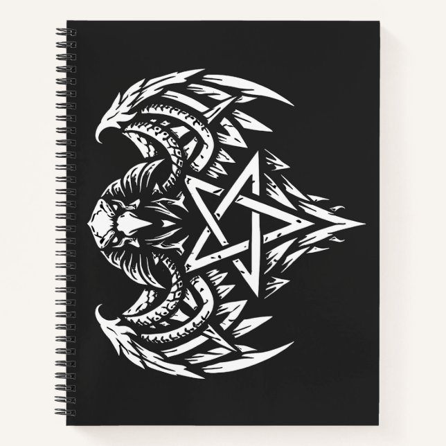 Schädel-Pentagramm-Tribal von BurnsInhell Notizbuch (Vorderseite)