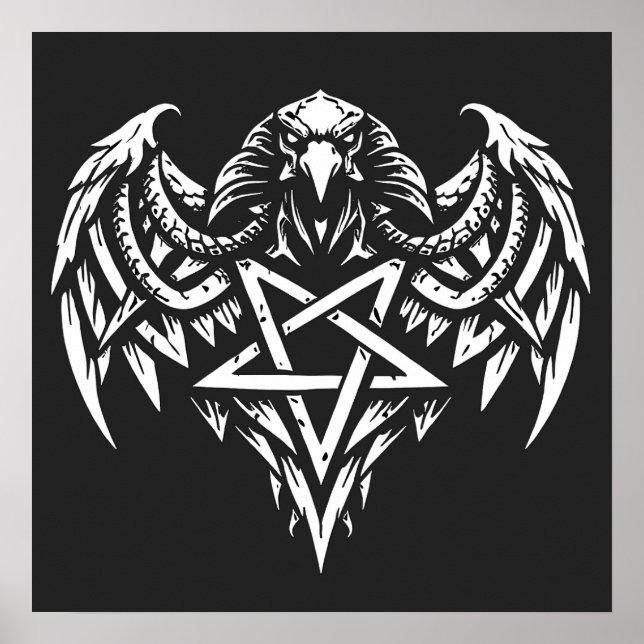 Schädel-Pentagramm-Tribal von BurnsInhell Poster (Vorne)