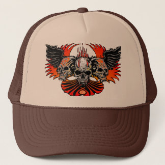 Schädel-Phoenix-Weiß, Dreiheit Winged Schädel Truckerkappe
