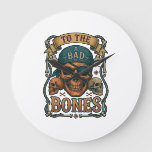 Schädel Piratenschädel-Bandana-Seil-Totenkopf Große Wanduhr