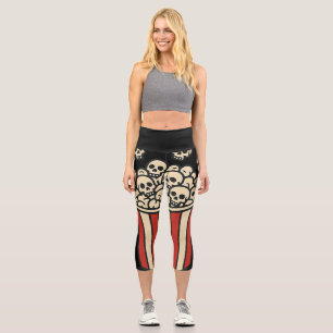 Schädel-Popcorn-Box-Aufkleber Capri Leggings