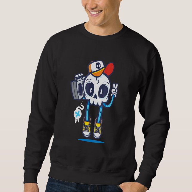 Schädel Radio Schädel Disco Schädel Sweatshirt (Vorderseite)