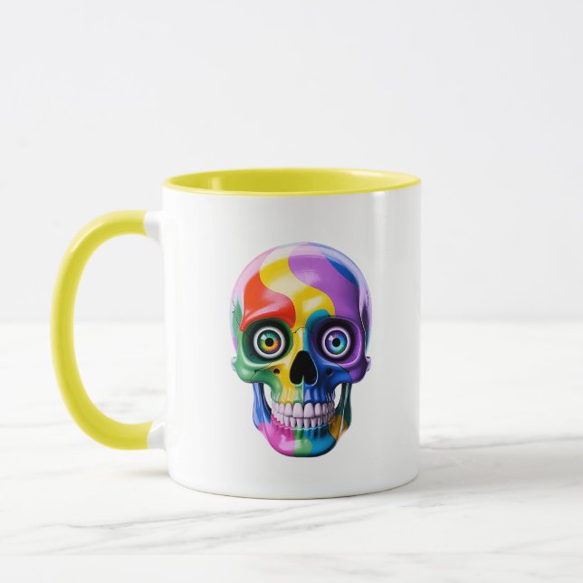 Schädel Regenbogen Psychedelische Moderne Kunst Tasse (Links)