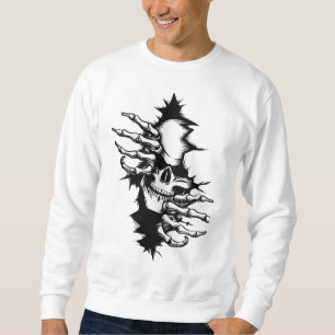 Schädel reißt durch Wand mit Skeletthänden Sweatshirt