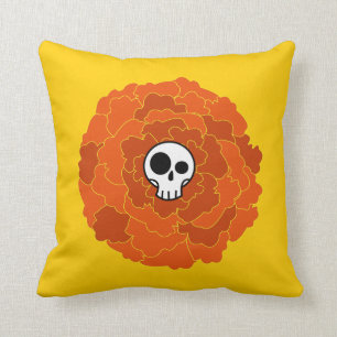 Schädel-Ringelblumen-Kissen Kissen