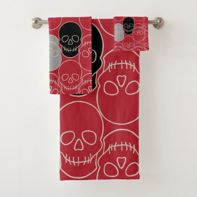 Schädel - Rot und Knochen weiß Badhandtuch Set (Insitu)