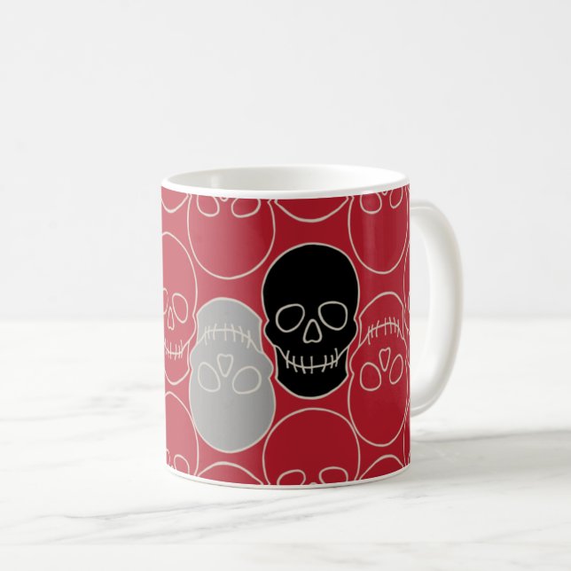 Schädel - Rot und Knochen weiß Kaffeetasse (VorderseiteRechts)