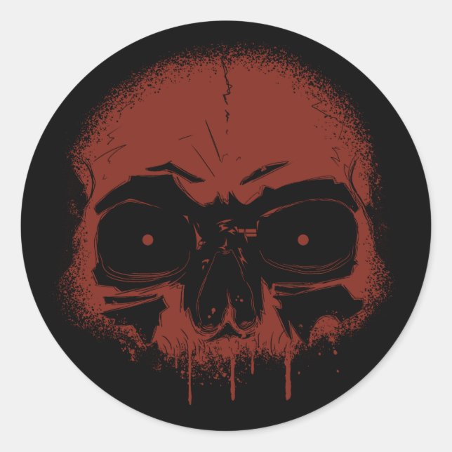 Schädel Runder Aufkleber (Vorderseite)