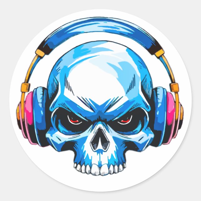 Schädel Runder Aufkleber (Vorderseite)