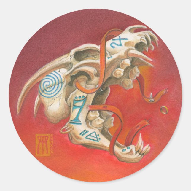 Schädel Runder Aufkleber (Vorderseite)