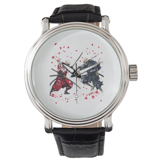 Schädel-Samurai-Duell Armbanduhr (Vorderseite)