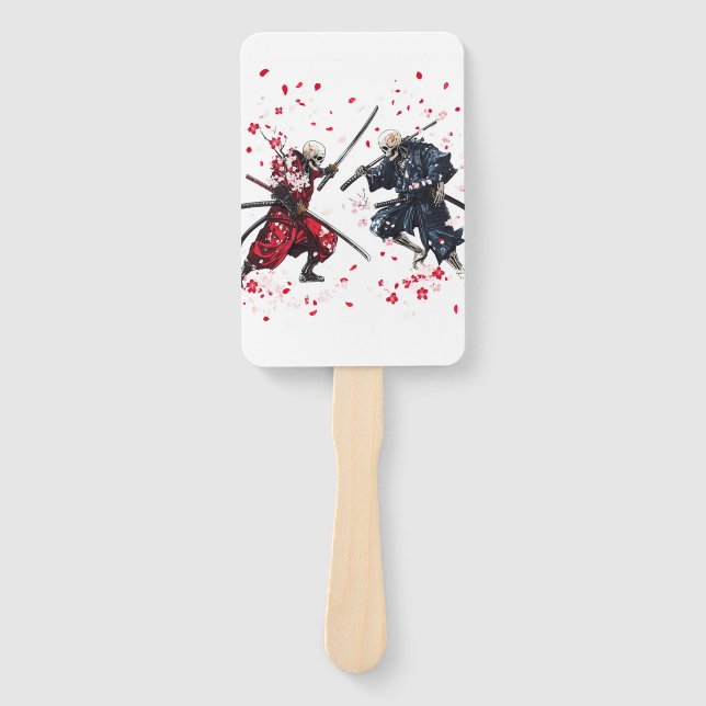 Schädel-Samurai-Duell Fächer (Vorderseite)