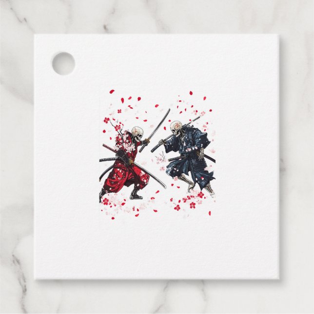 Schädel-Samurai-Duell Geschenkanhänger (Vorderseite)