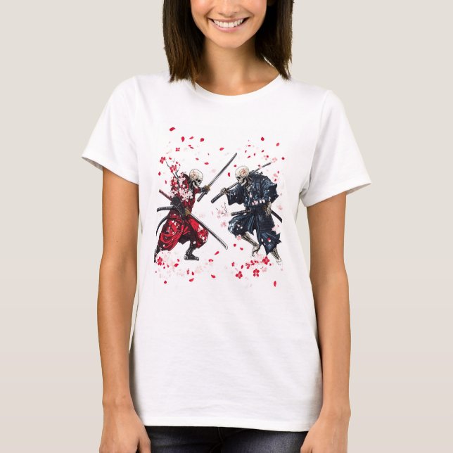 Schädel-Samurai-Duell T-Shirt (Vorderseite)