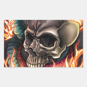 Schädel + Schlange Rechteckiger Aufkleber