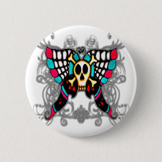Schädel-Schmetterling Button