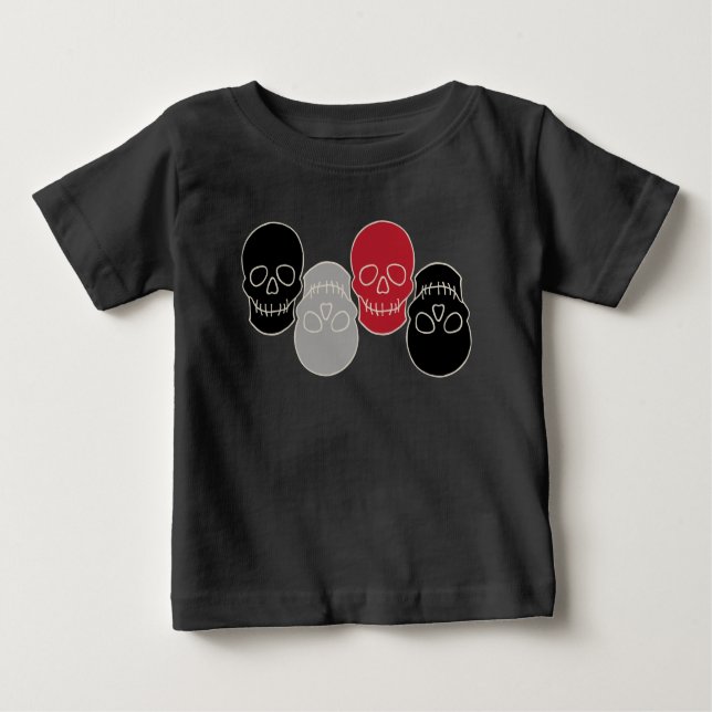 Schädel - Schwarz-Bein-Weiß Baby T-shirt (Vorderseite)