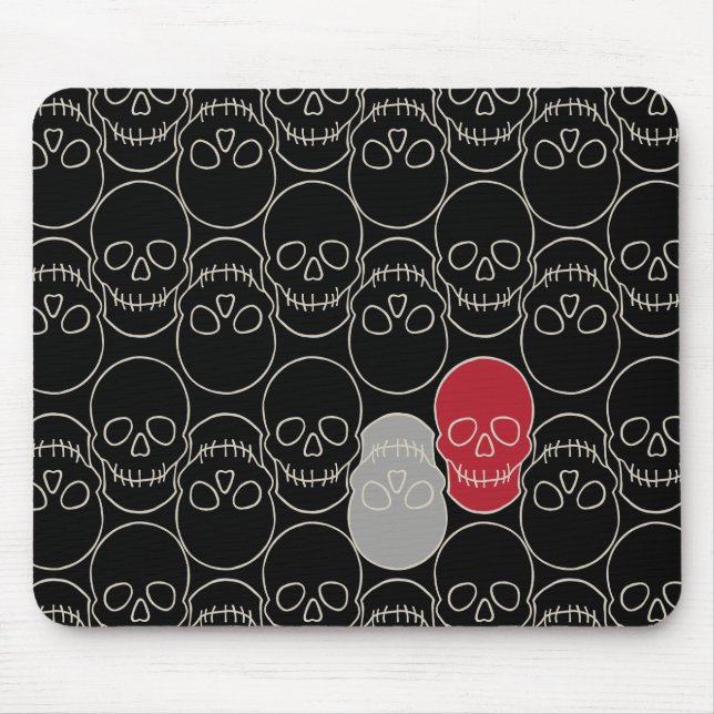 Schädel - Schwarz-Bein-Weiß Mousepad (Vorne)