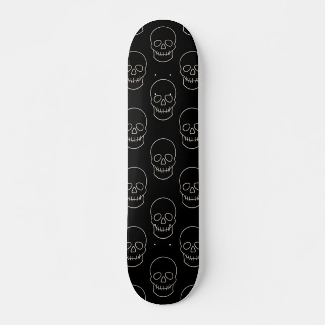 Schädel: Schwarz und Knochen weiß Skateboard (Vorne)