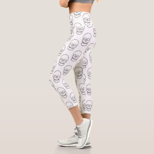 Schädel - Schwarz und Weiß Capri Leggings