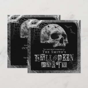 Schädel & Spinnennetze Black Widow Halloween-Party Einladung