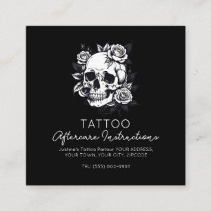 Schädel-Tattoo-Nachbehandlungsanweisungen Stylisch Quadratische Visitenkarte