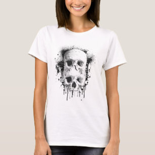 Schädel-Tropf Schwarz-Tinten-Spritzer Grafik T-Shirt