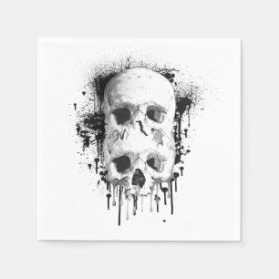 Schädel-Tropf-Schwarze-Tinte-Grafik Serviette