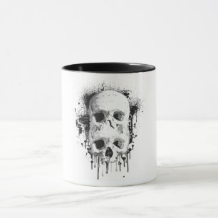Schädel-Tropf-Schwarze-Tinten-Spritzer-Grafik Tasse