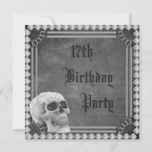 Schädel-u. Diamant-Doppeltes versah 17. Geburtstag Einladung