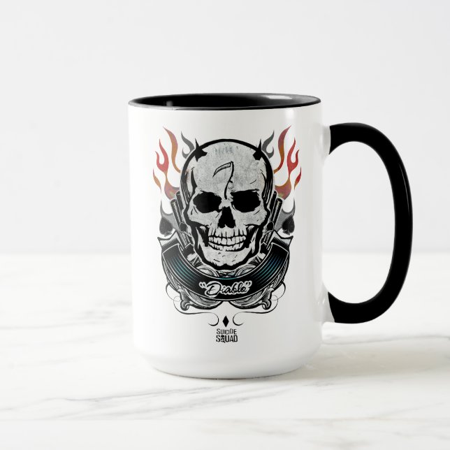 Schädel-u. Flammen-Tätowierungs-Kunst der Tasse (Rechts)