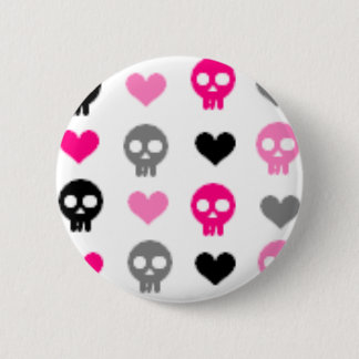 Schädel u. Herz-Knopf Button