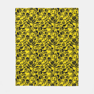 Schädel u. Knochen-Muster Fleecedecke