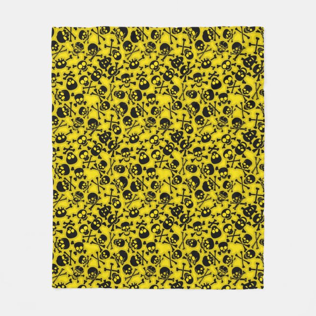 Schädel u. Knochen-Muster Fleecedecke (Vorderseite)