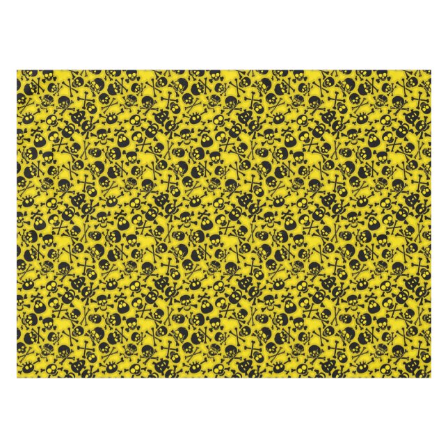Schädel u. Knochen-Muster Tischdecke (Vorderseite (Horizontal))