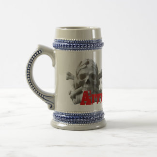 Schädel u. Knochen-Piraten-Skeleton Becher Stein Bierglas