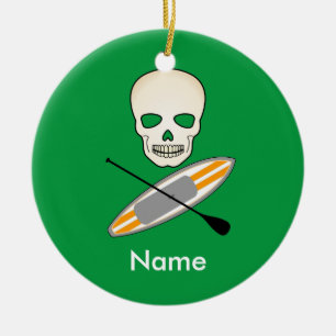 Schädel u. Paddleboard Keramikornament