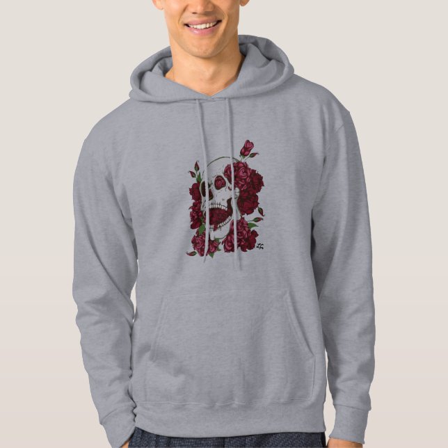 Schädel u. Rose Hoodie (Vorderseite)
