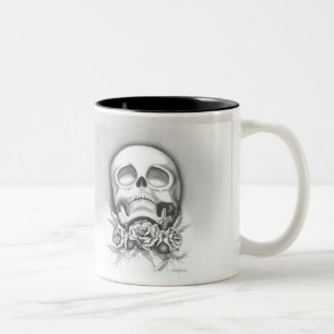 Schädel u. Rosen-Tasse Zweifarbige Tasse