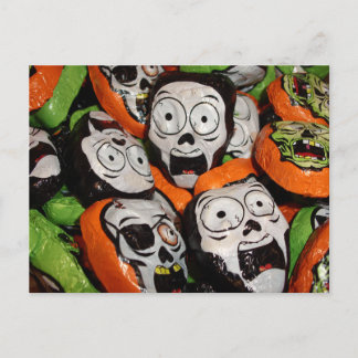 Schädel-u. Zombie-Folien-Süßigkeit Postkarte