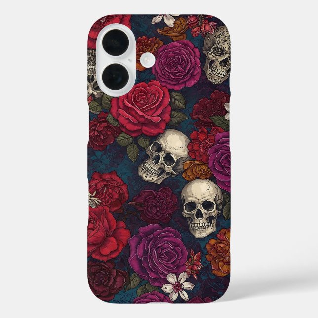 Schädel und Blume Case-Mate iPhone Hülle (Rückseite)