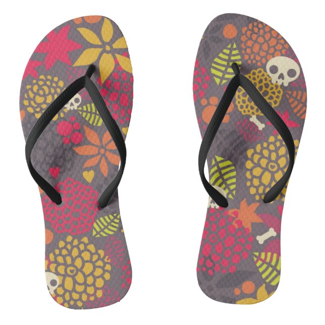 Schädel und Blume. Flip Flops (Fußbett)