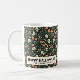 Schädel und Blume Grünes Halloween Kaffeetasse