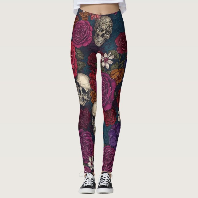 Schädel und Blume Leggings (Vorderseite)