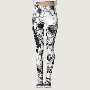 Schädel und Blume Leggings