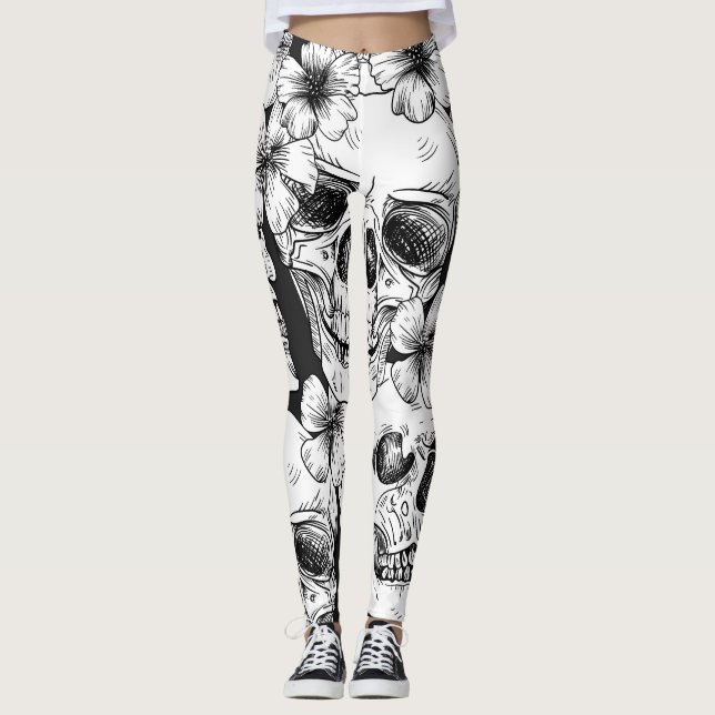 Schädel und Blume Leggings (Vorderseite)
